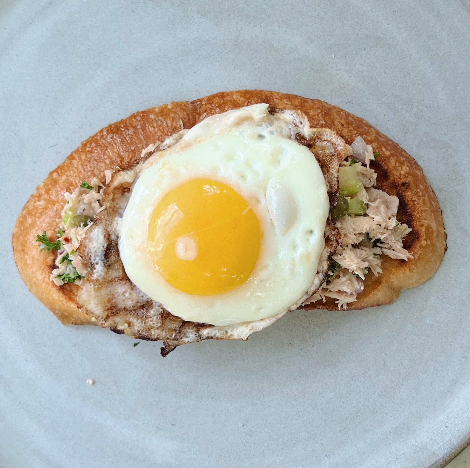 Fried Egg & Tuna Salad Toast