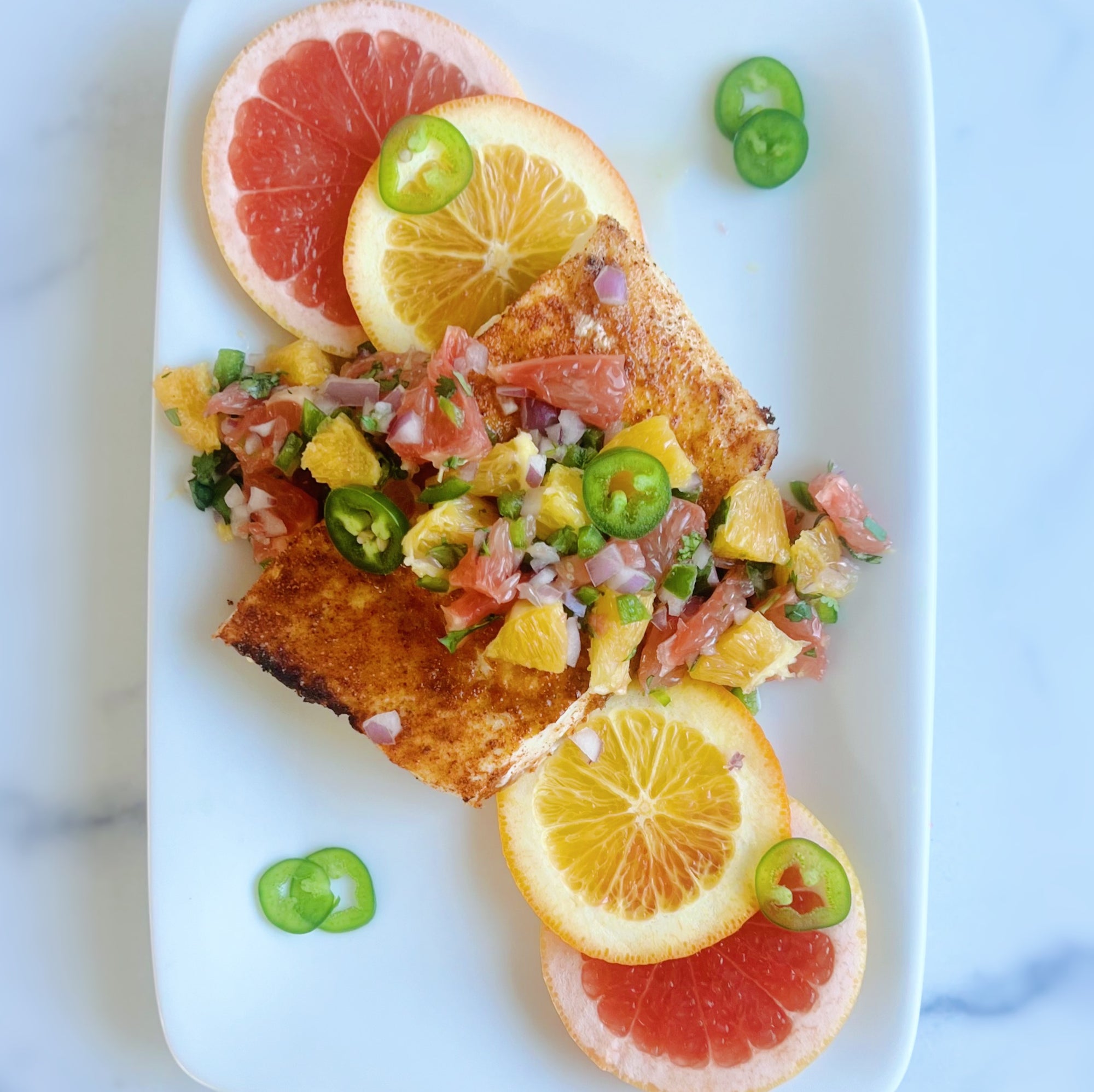 Simple Halibut with Citrus Jalapeño Salsa