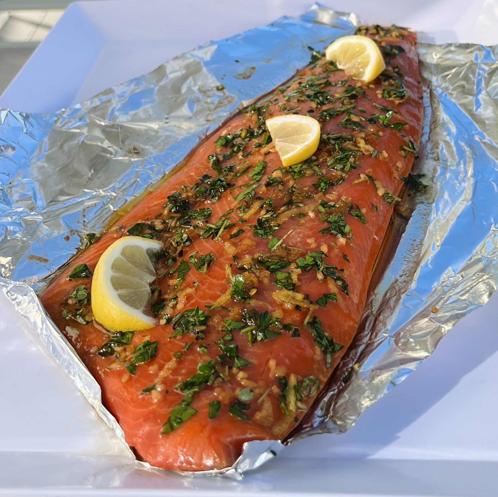 Grilled Sockeye Salmon with Lemon-Herb Marinade