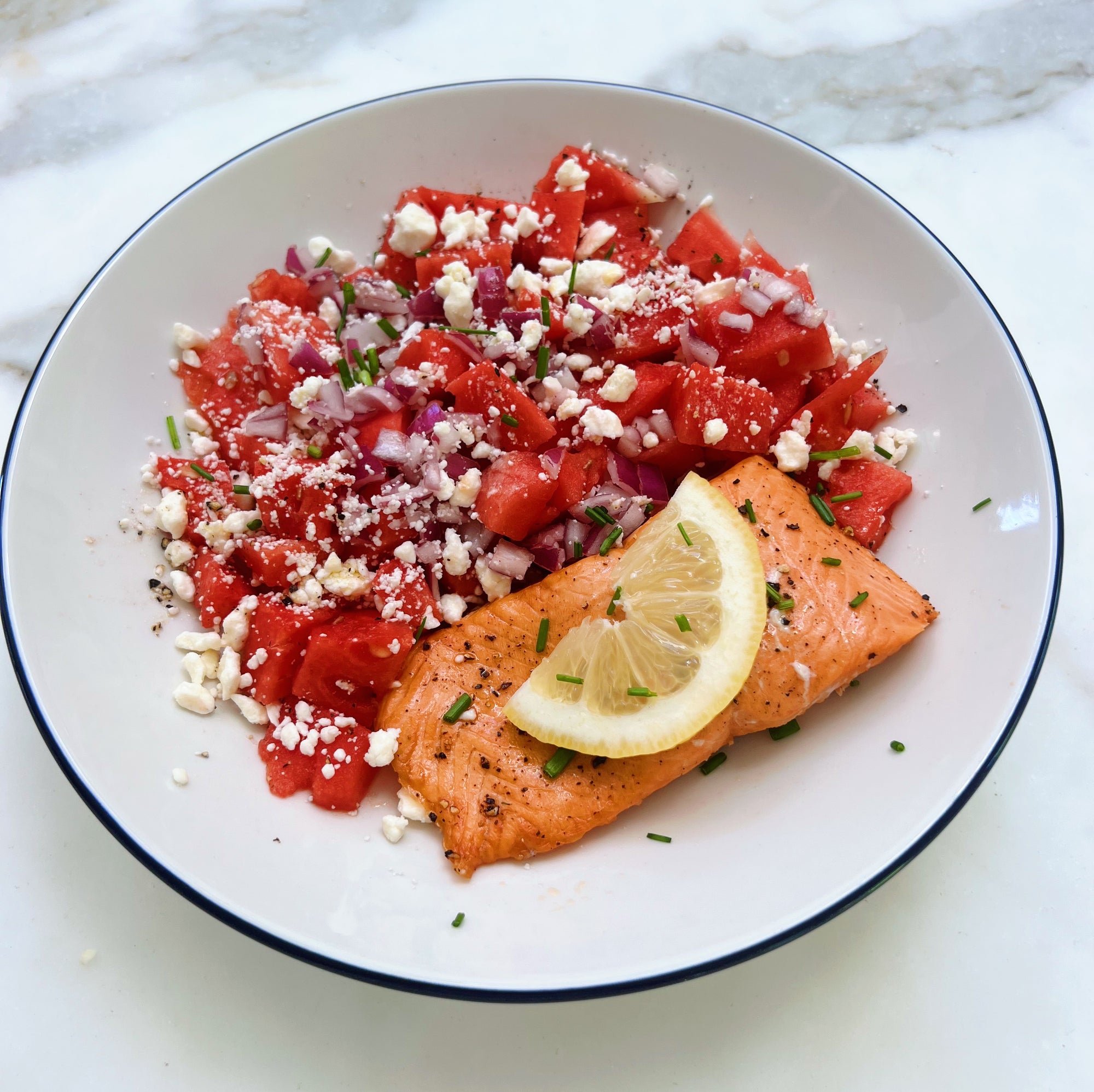 Grilled Sockeye Salmon with Watermelon Feta Salad