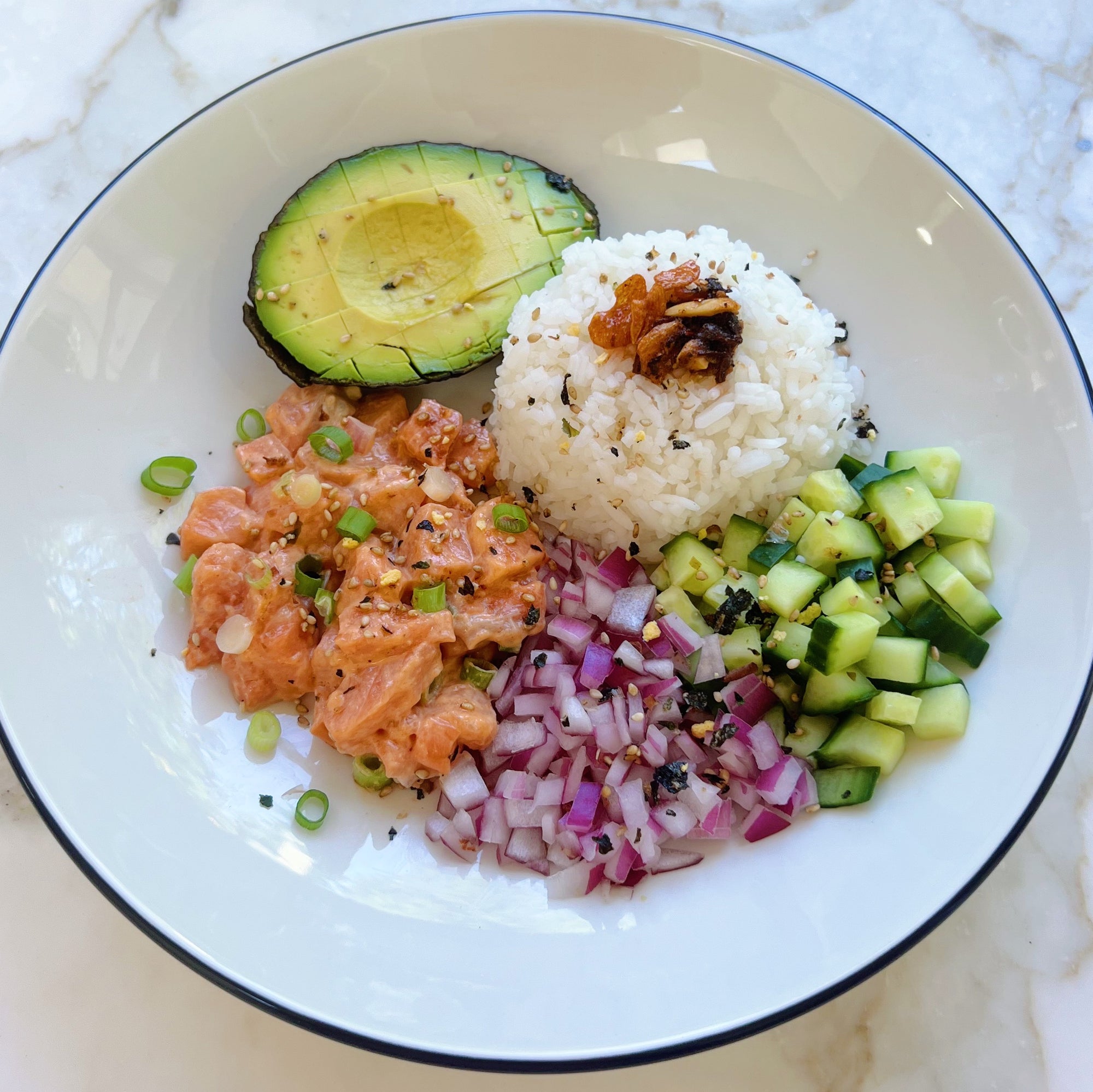 Salmon Poke Bowl with Kari Kari Chili Crisp