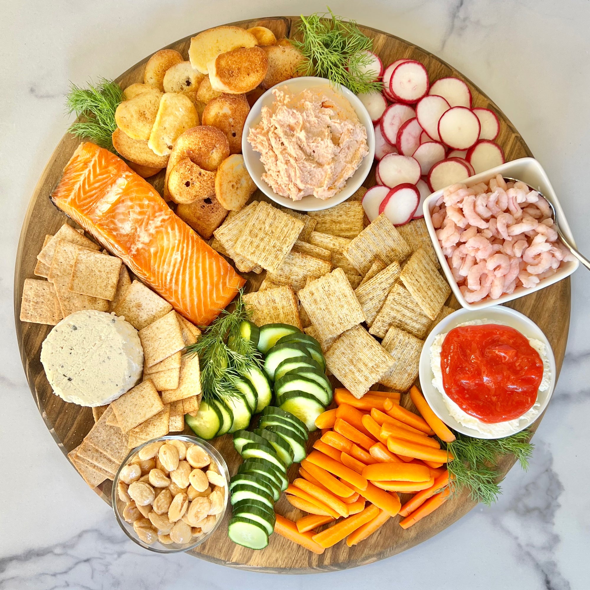 Salmon + Shrimp Seacuterie Board