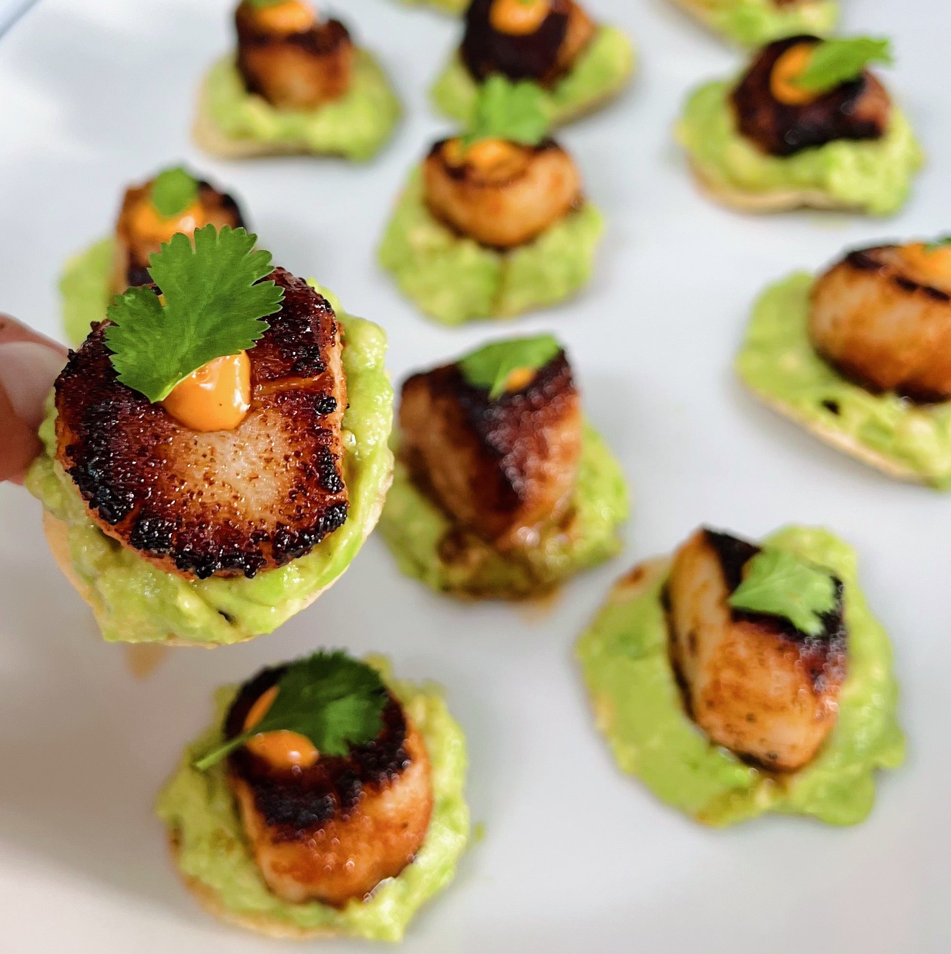 Bite-Size Blackened Scallop Tostadas