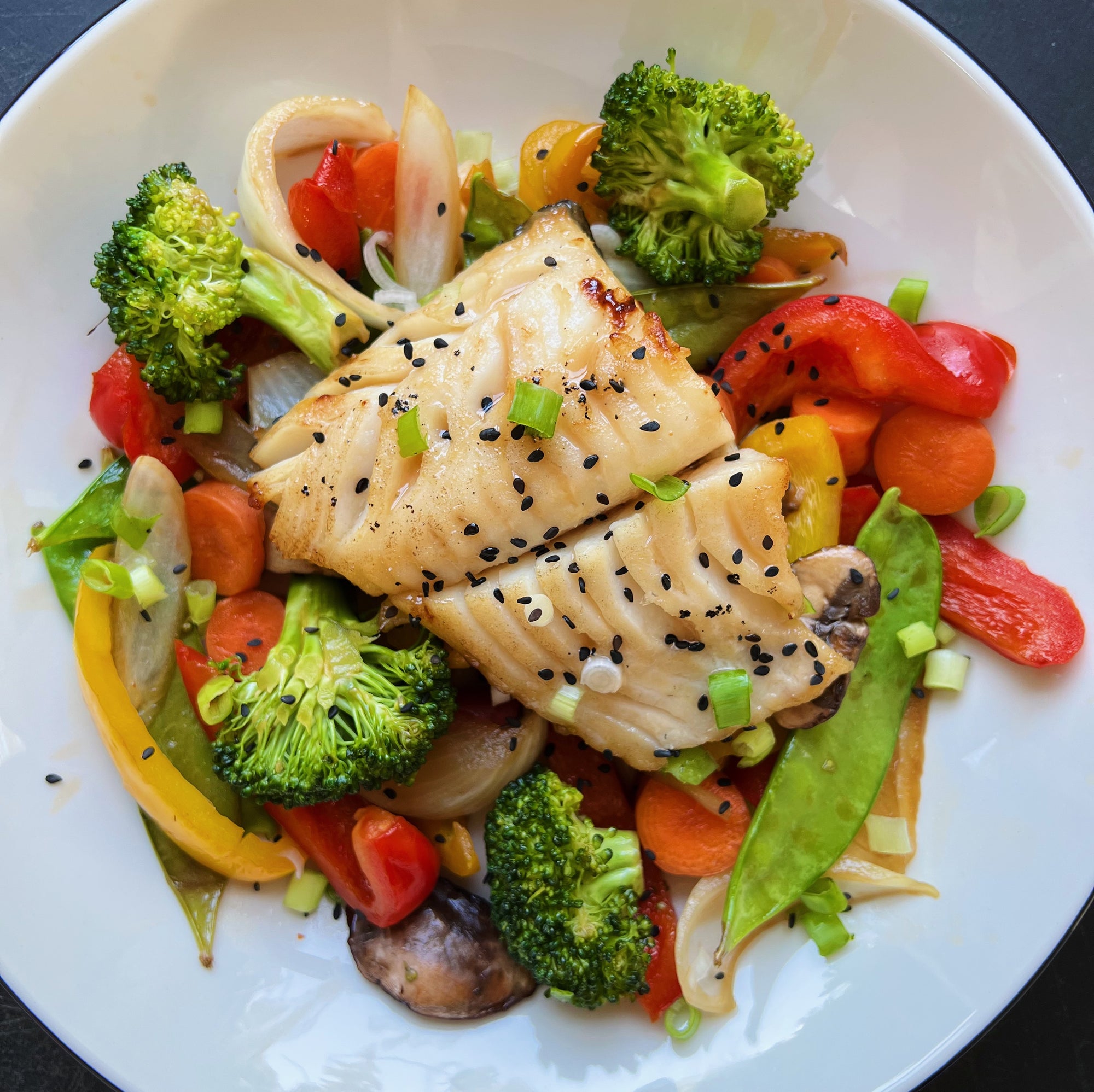 Miso Marinated Sablefish with Veggie Stir Fry