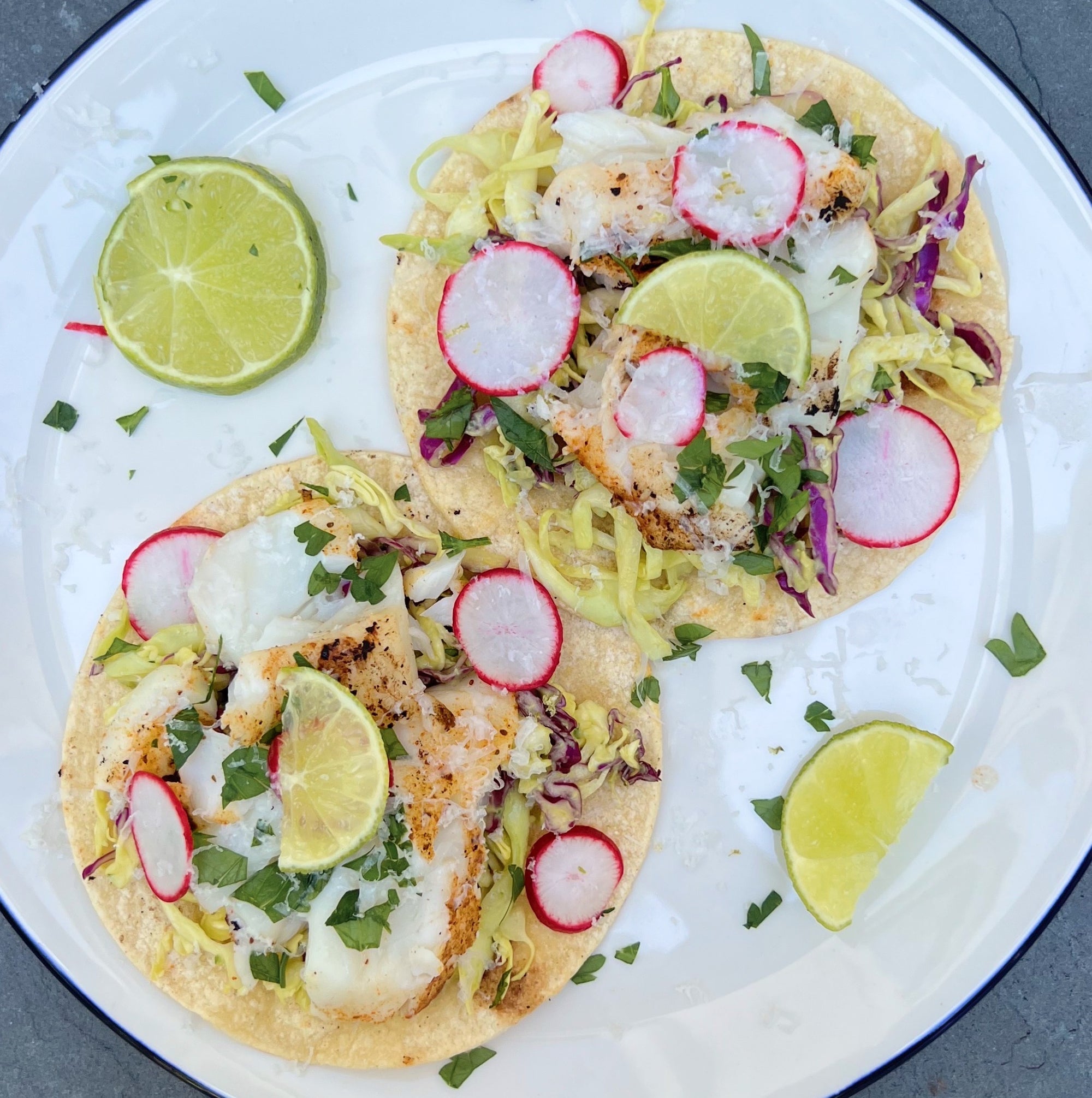 Grilled Fish Tacos with Avocado Slaw