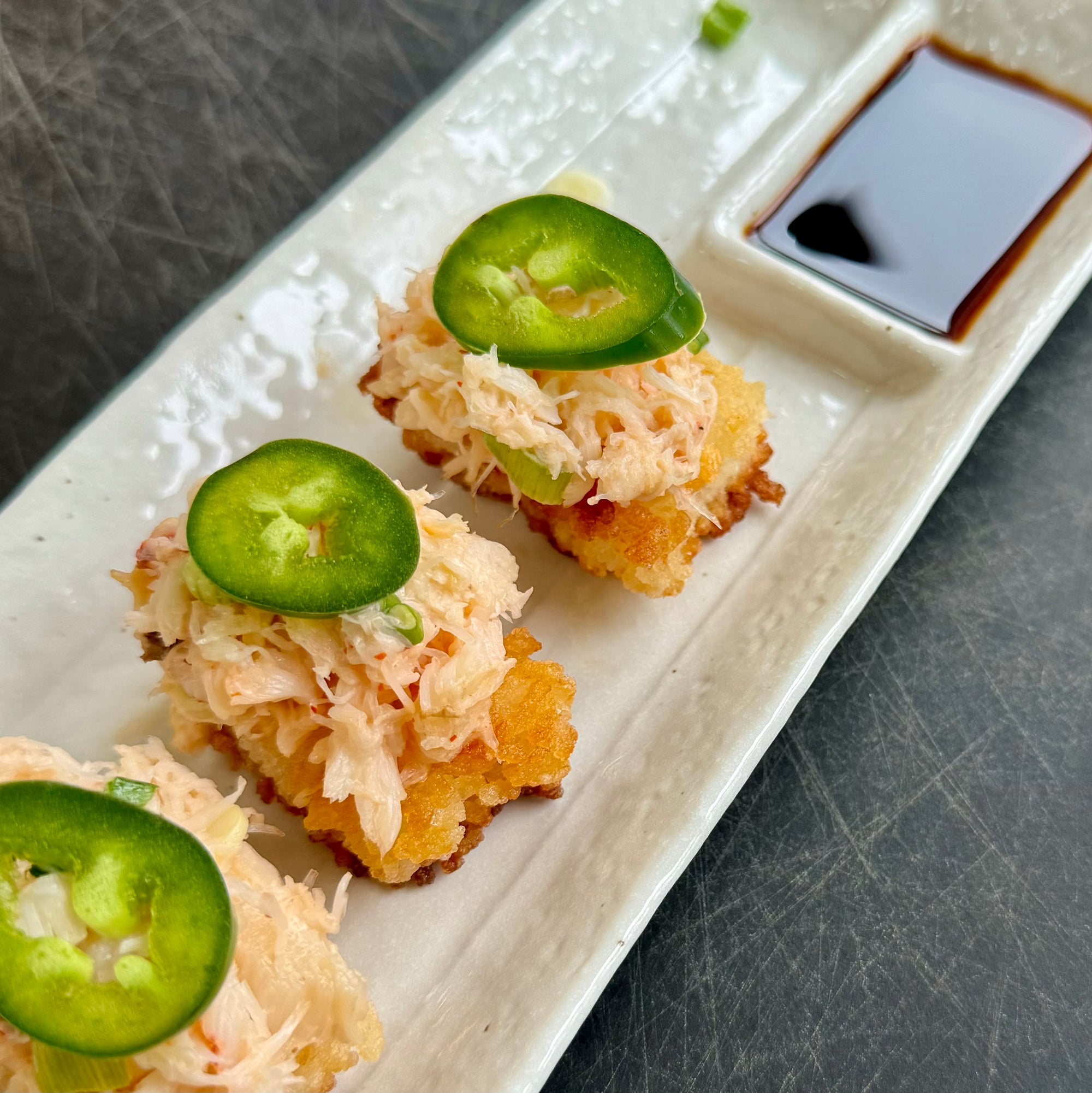 Crispy Rice Bites with Dungeness Crab Meat