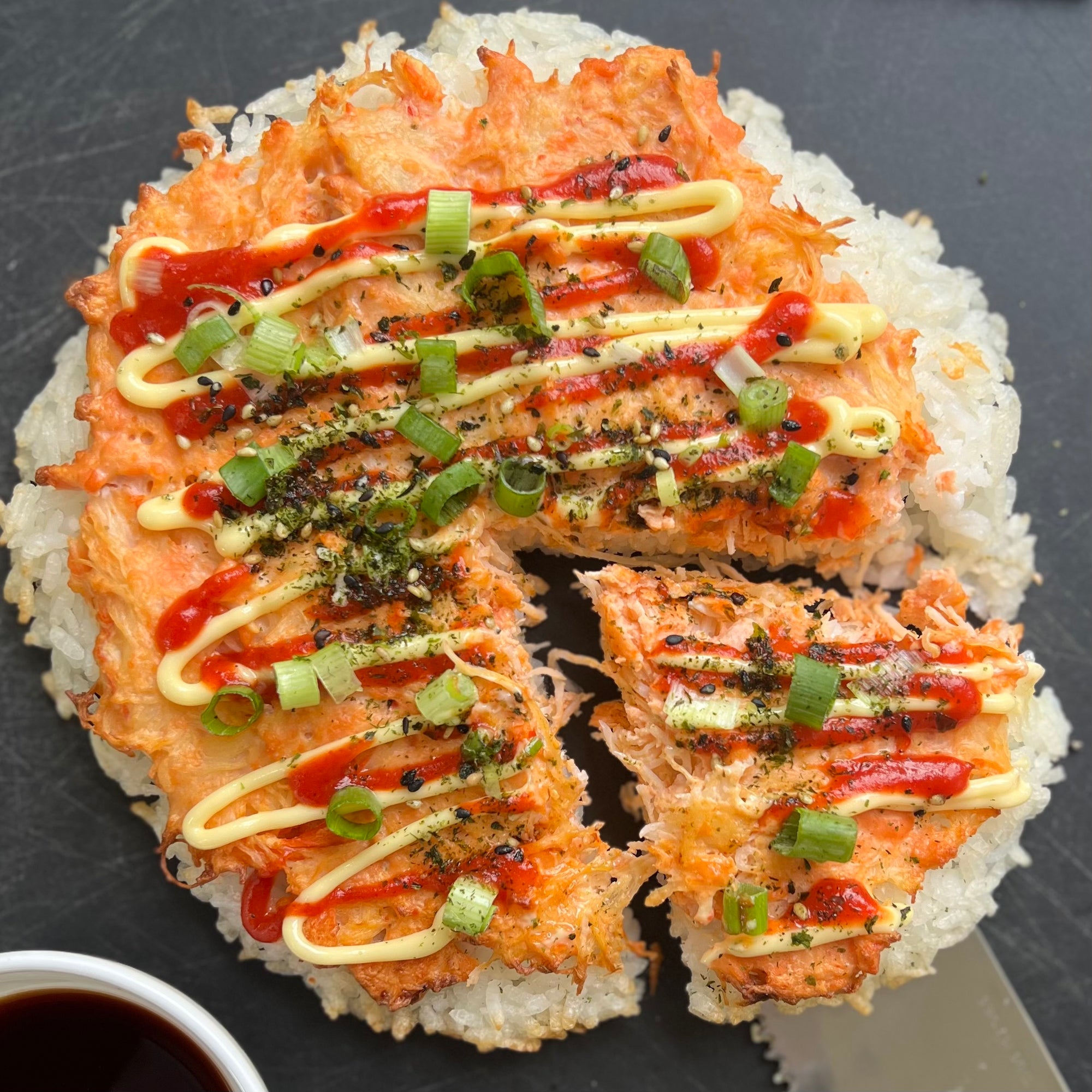 Air Fryer Sushi Pizza with Coho Salmon and Snow Crab