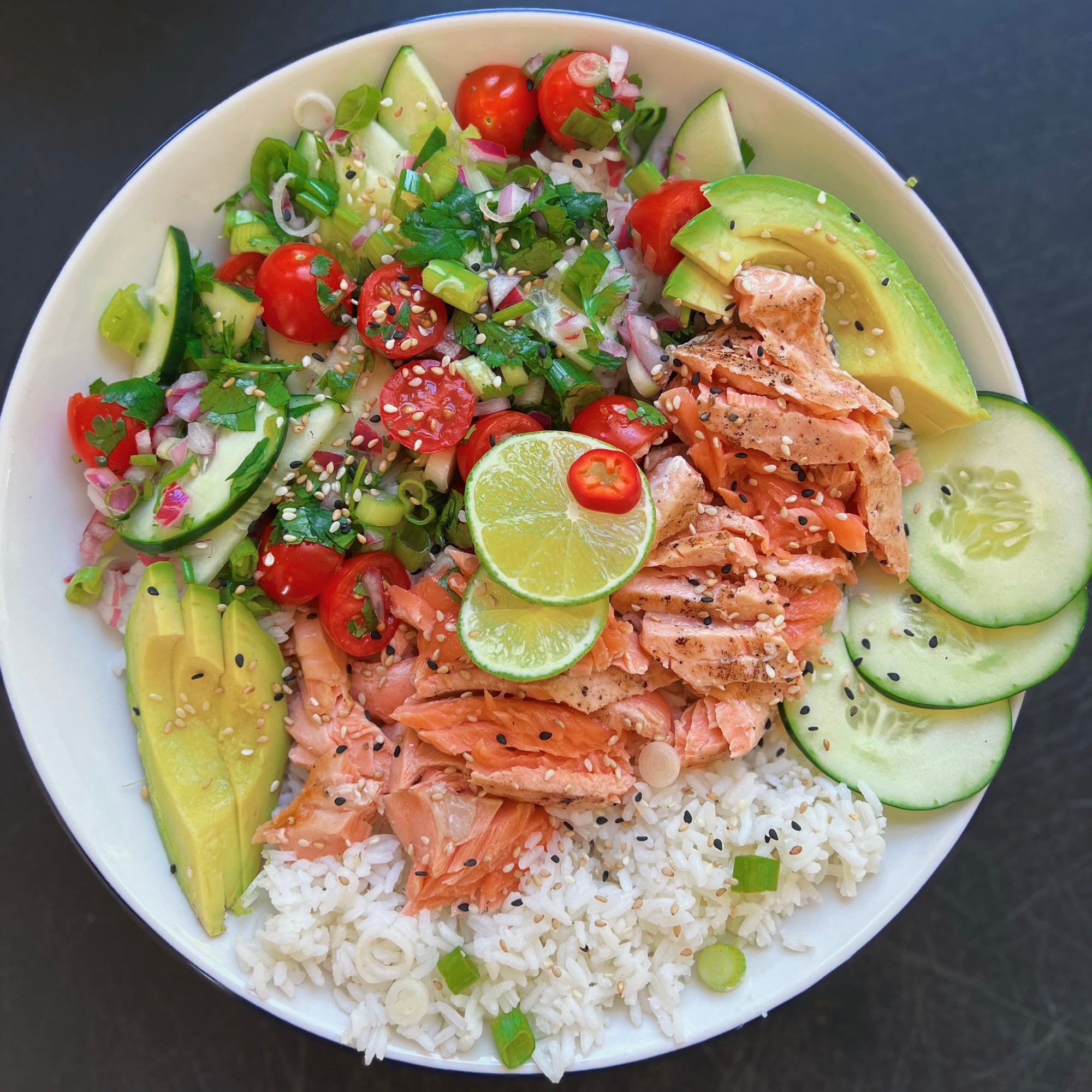 Asian-Inspired Seared King Salmon Bowl