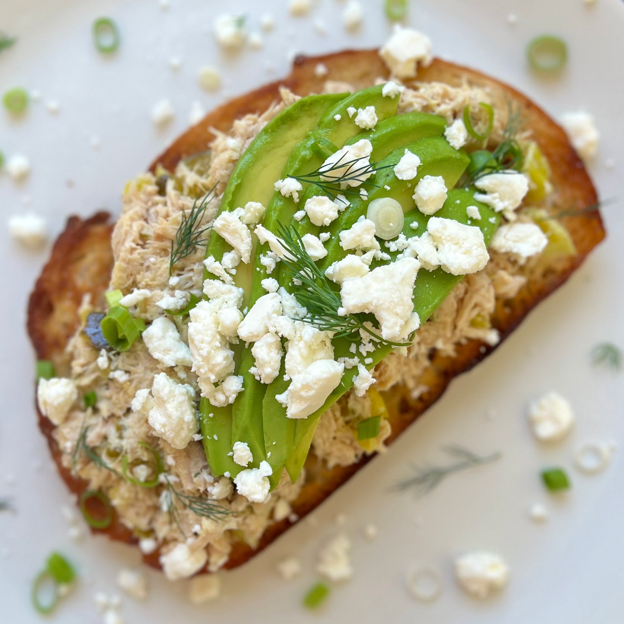 Canned Tuna Toast with Avocado and Feta