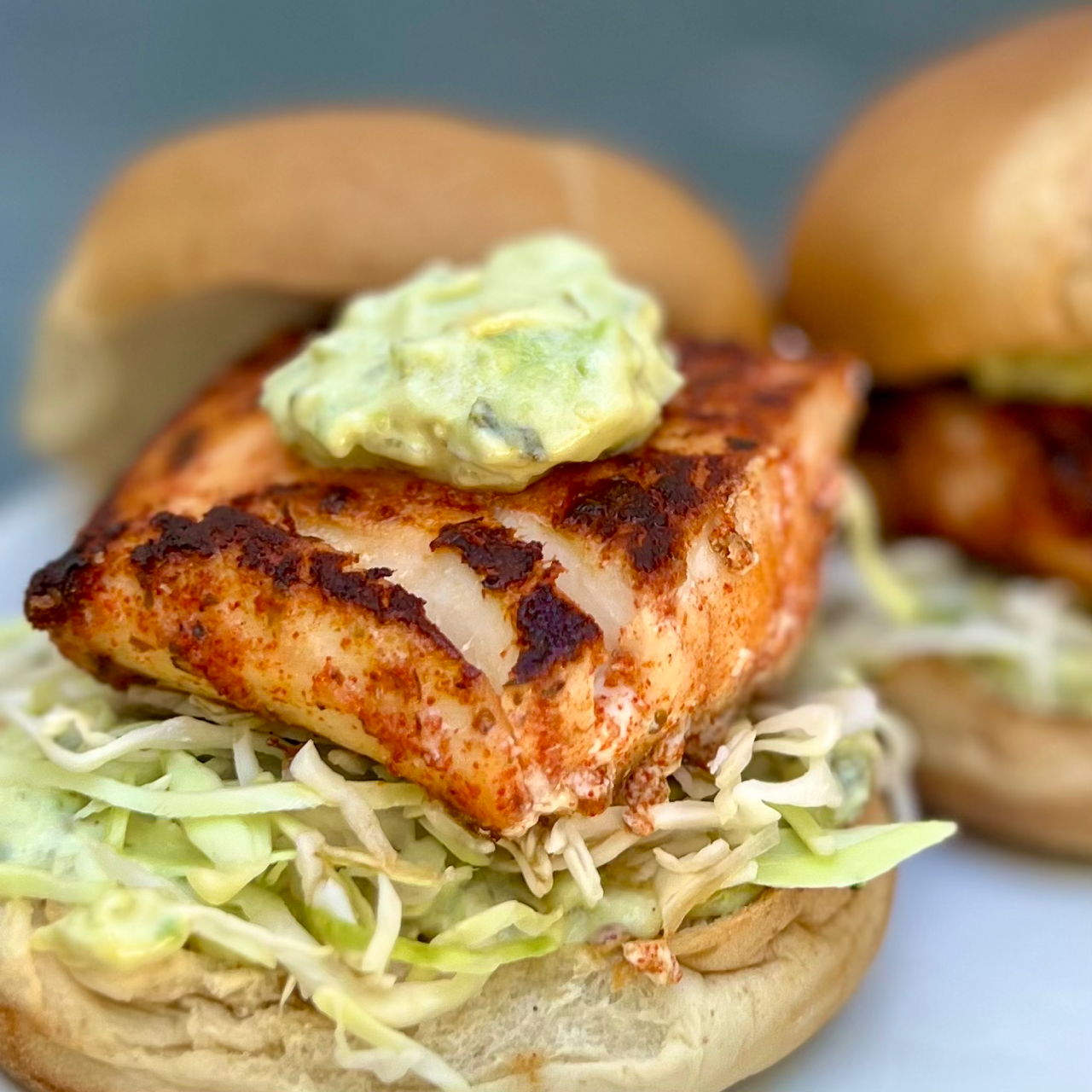 Blackened Fish Sandwich with Avocado Slaw