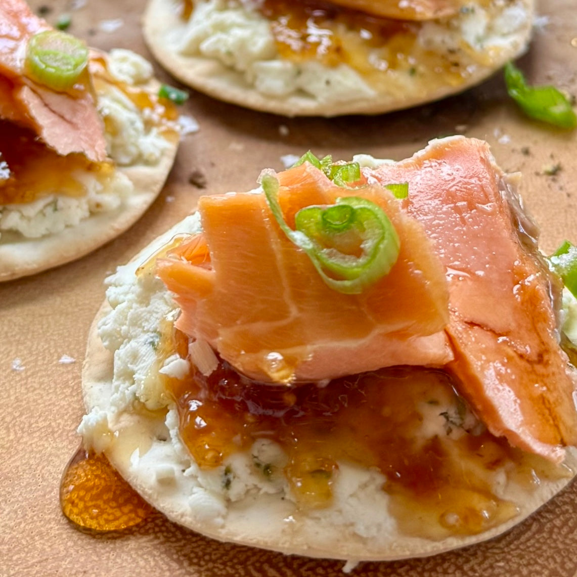 Smoked Salmon Boursin Appetizer with Hot Honey