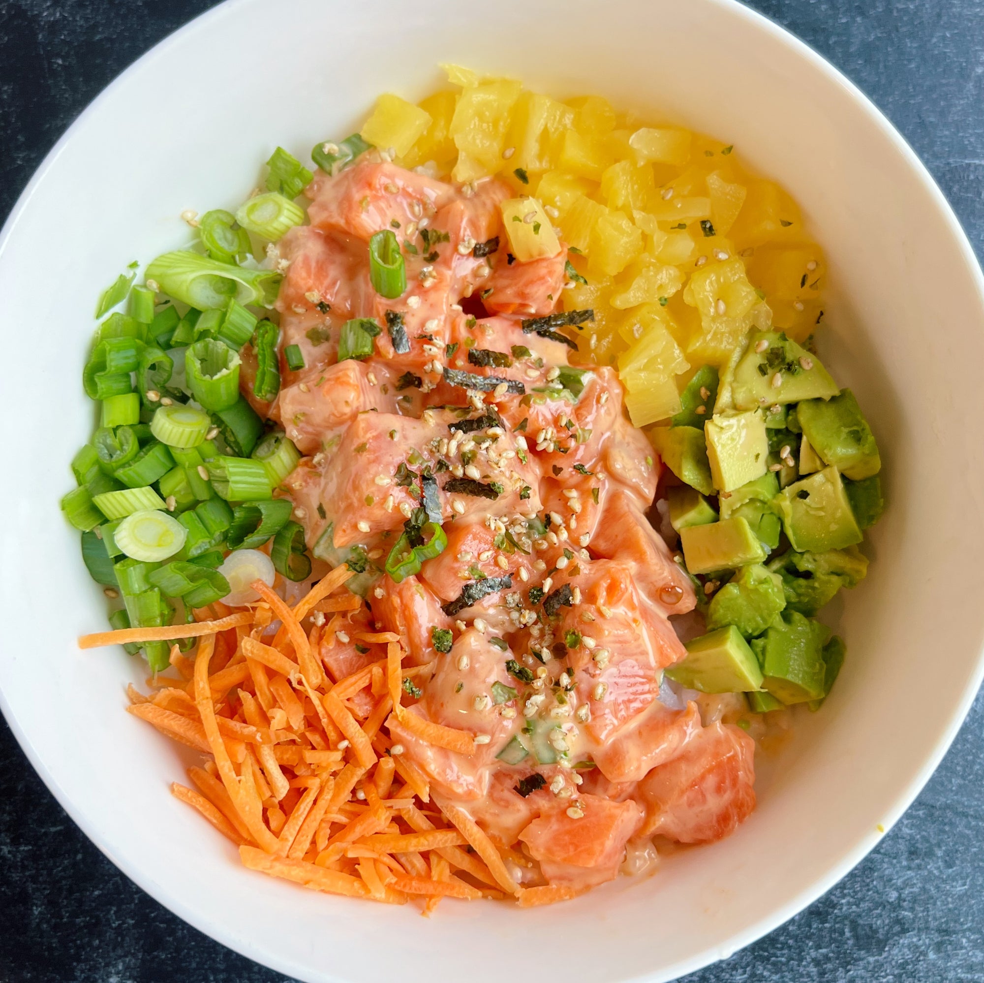 Creamy Salmon Poke Bowl with Pineapple