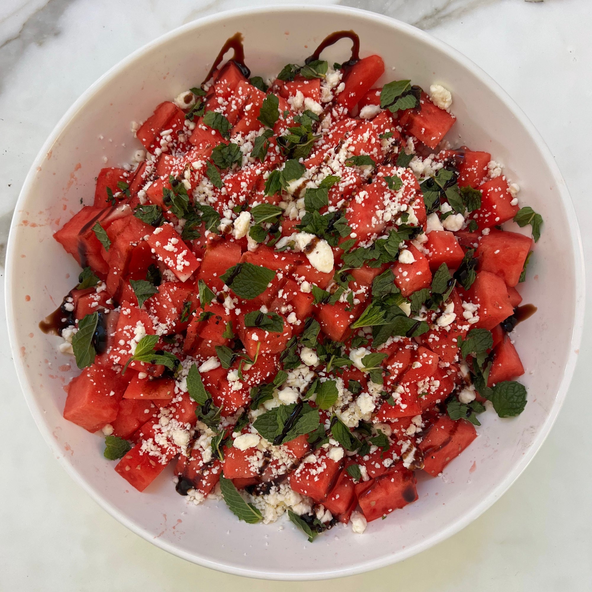 Watermelon Salad with Mint, Feta, and Balsamic