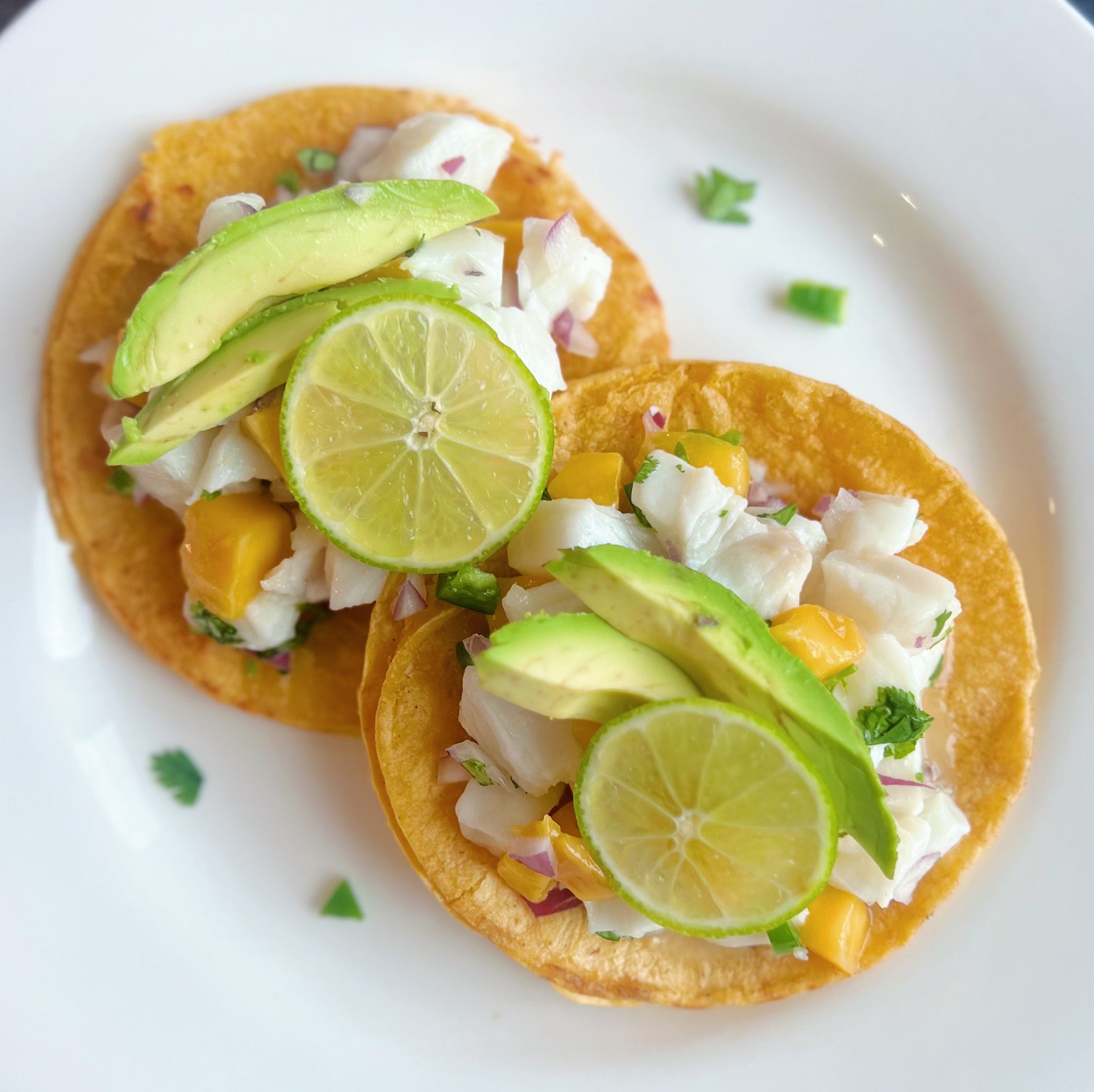 Mango Halibut Ceviche Tostadas