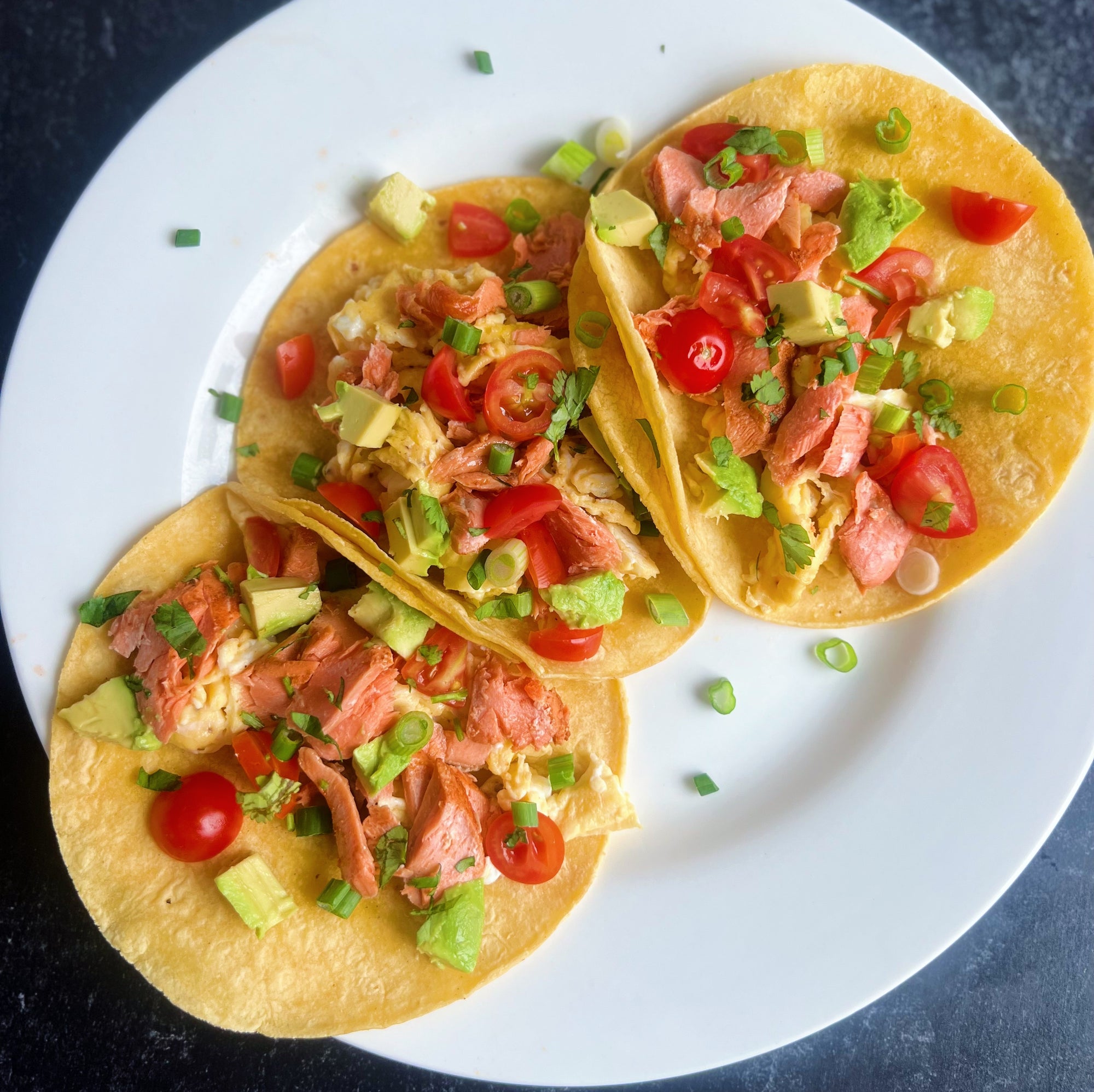 Salmon, Egg, and Avocado Breakfast Tacos