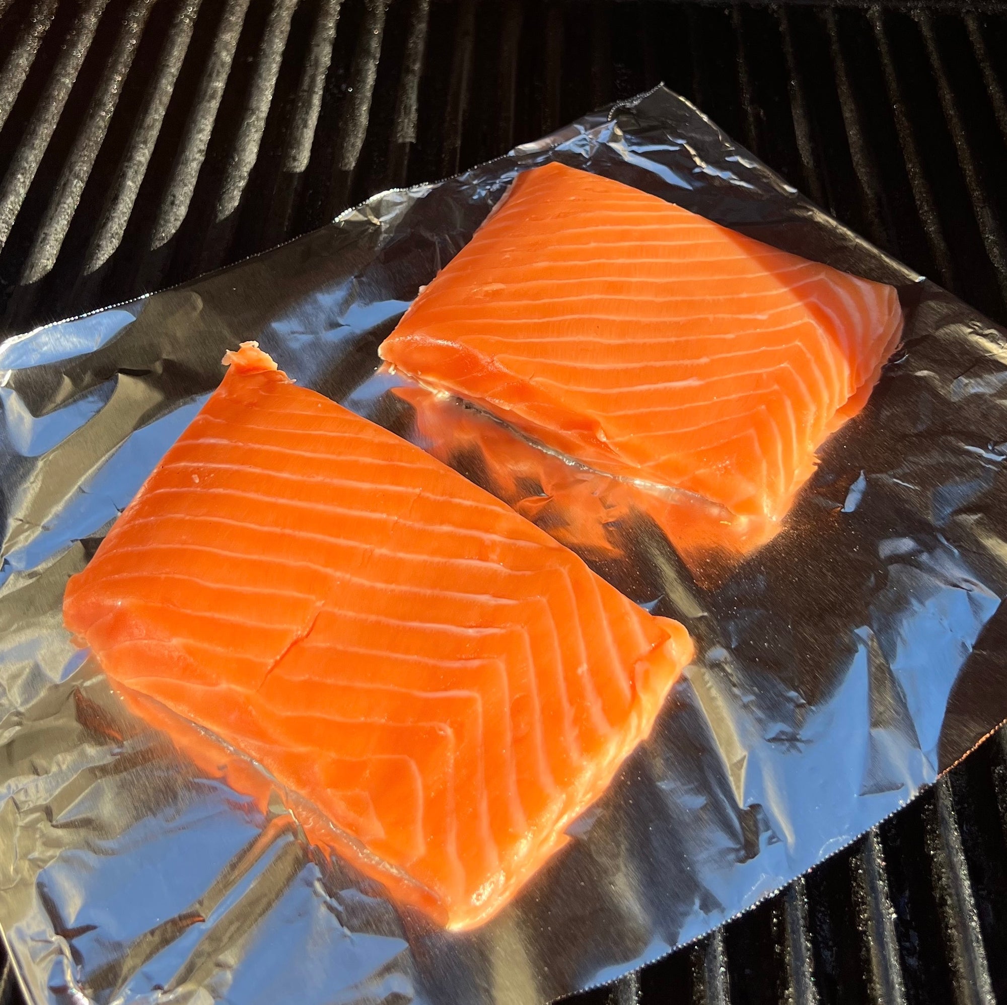 Seafood being grilled