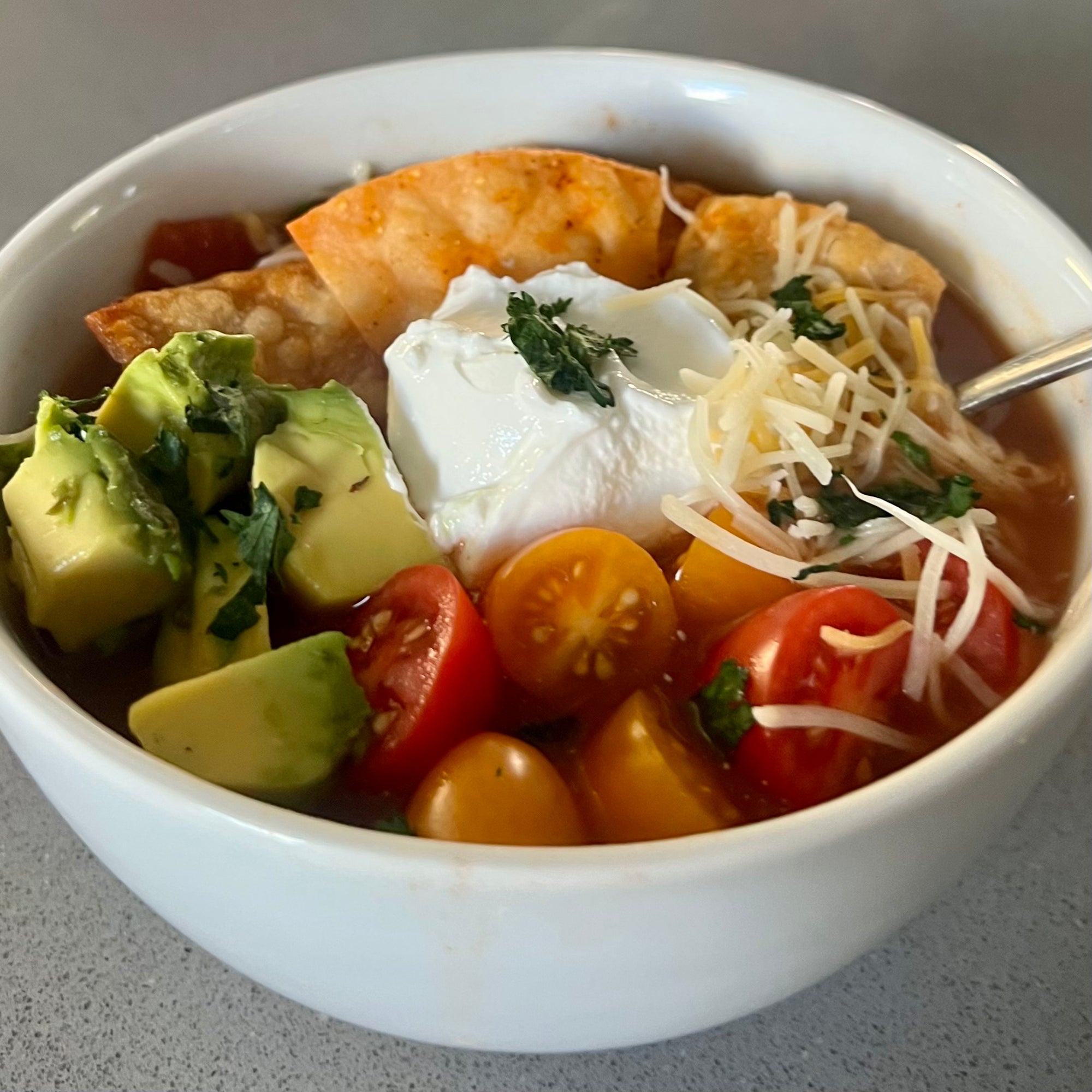 Tortilla Soup with Bay Shrimp