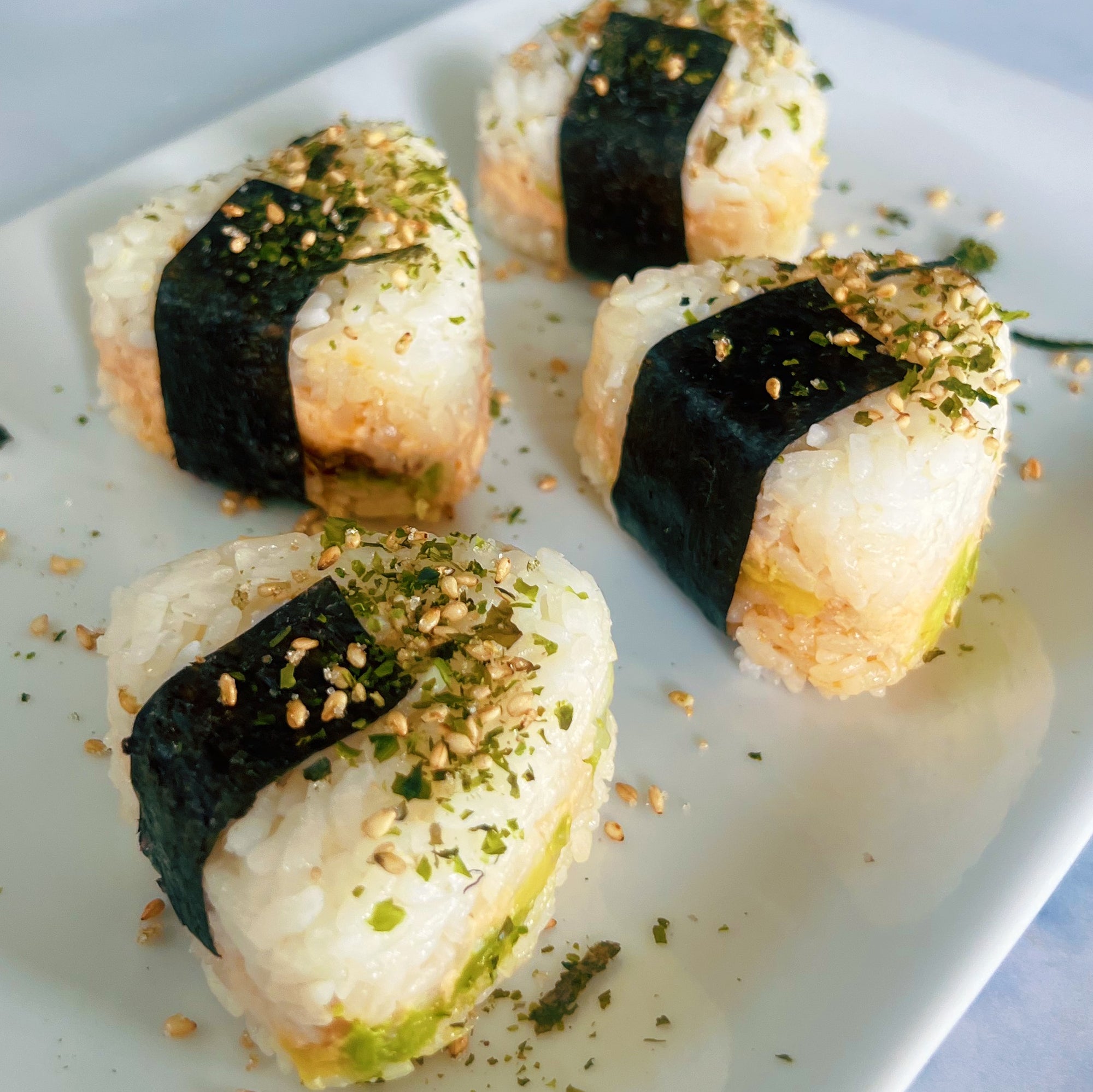 Smoked Salmon Onigiri with Chili Garlic Crunch