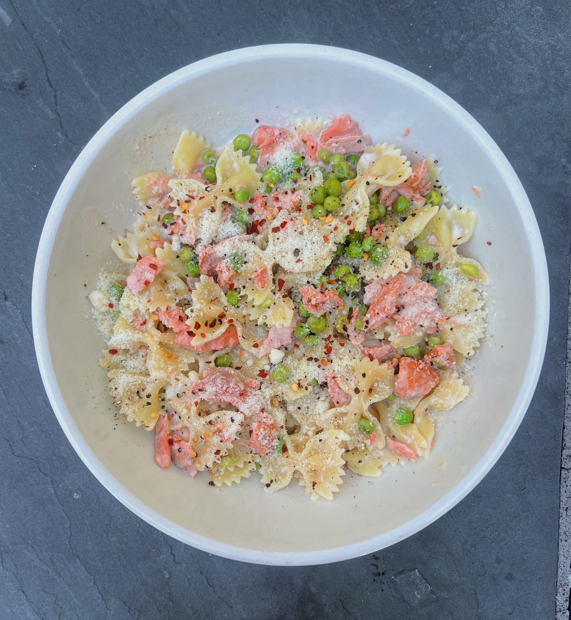 Creamy Farfalle Pasta with Salmon, Lemon, and Peas