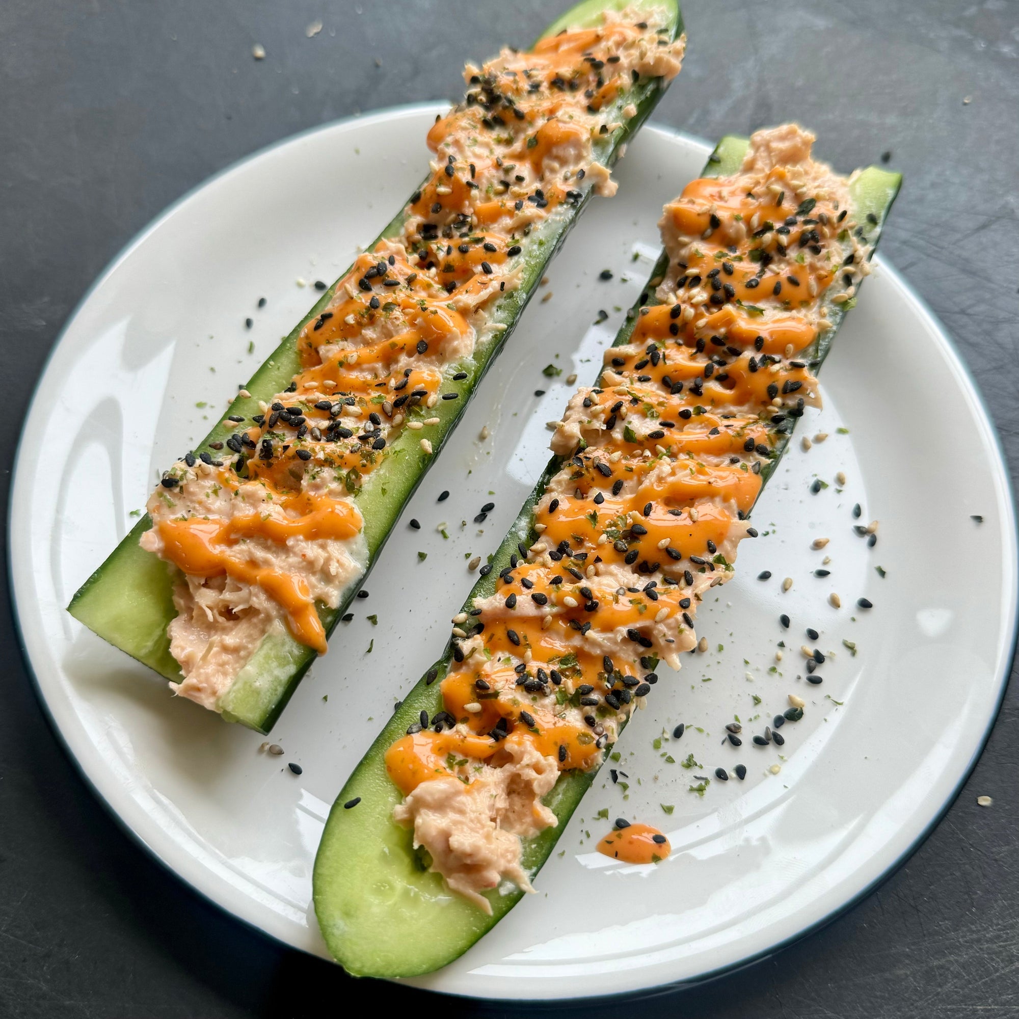 Spicy Tuna Cucumber Boats