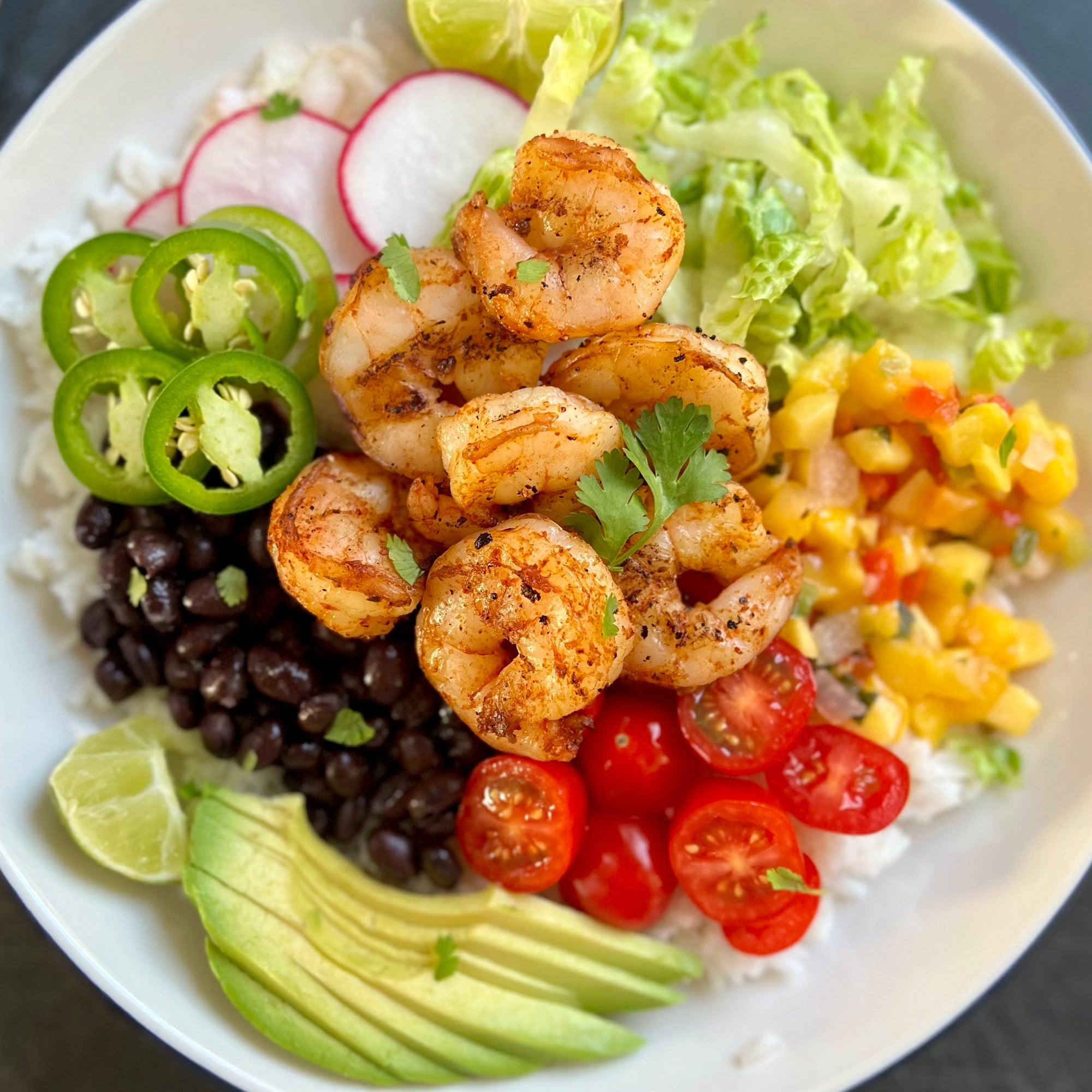 Easy Shrimp Taco Bowl with wild Gulf Shrimp