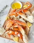 2 pounds of wild caught Dungeness crab legs on a serving platter