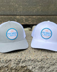 Grey and white PC trucker hats