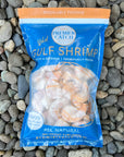 A 2L large bag filled with wild-caught Gulf shrimp.